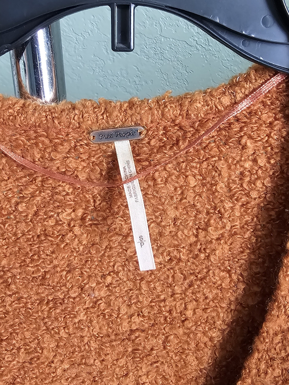 Free People Textured Teddy Jacket in Rust Orange